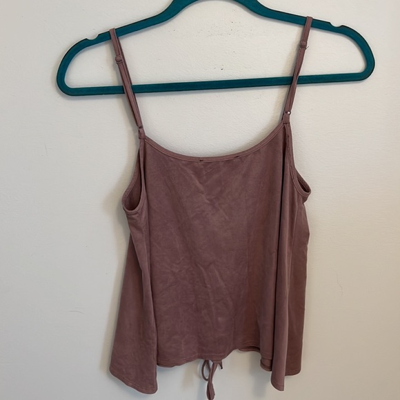 Olivaceous Faux Suede Lace Up Tank Top - Picture 3 of 4